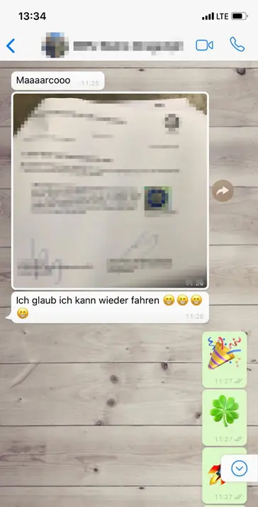 WhatsApp Kundenfeedback - MPU bestanden
